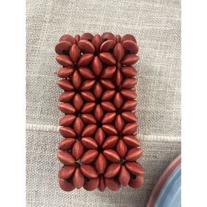 VTG BOHO Burgundy WOOD BEADED BRACELET